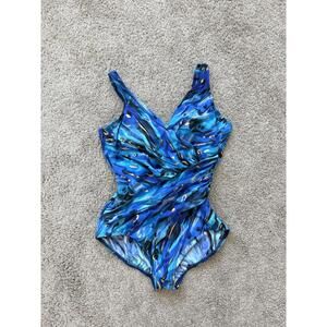 Talbots Miraclesuit One Piece Swimsuit Women’s Plus Size 24W NWT Blue Multi